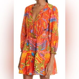 FARM Rio Magic Forest tiered long sleeve cotton dress